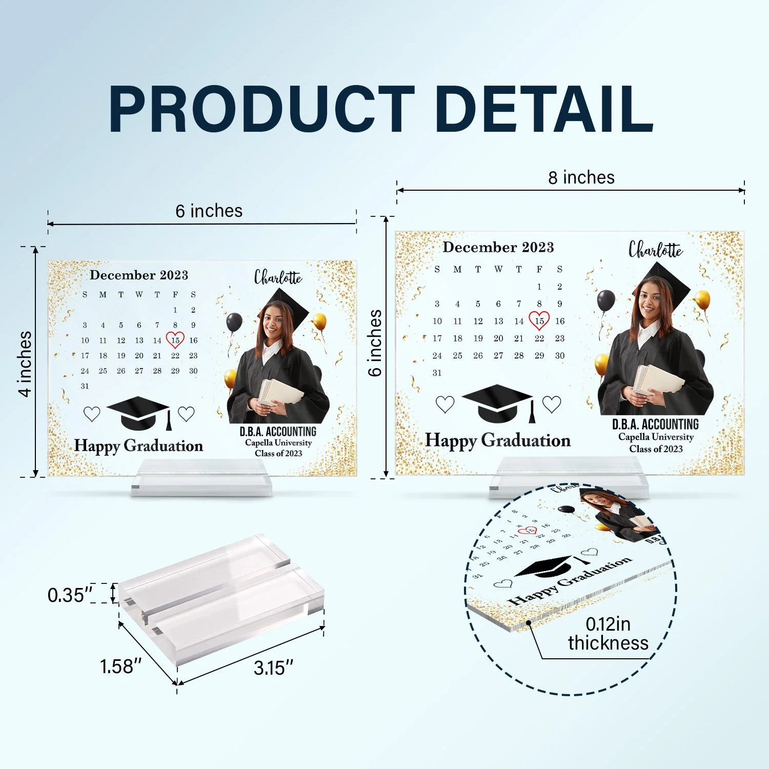 Custom Photo Happy Graduation - Graduation Gift For Friends, Family - Personalized Horizontal Rectangle Acrylic Plaque - Image 6