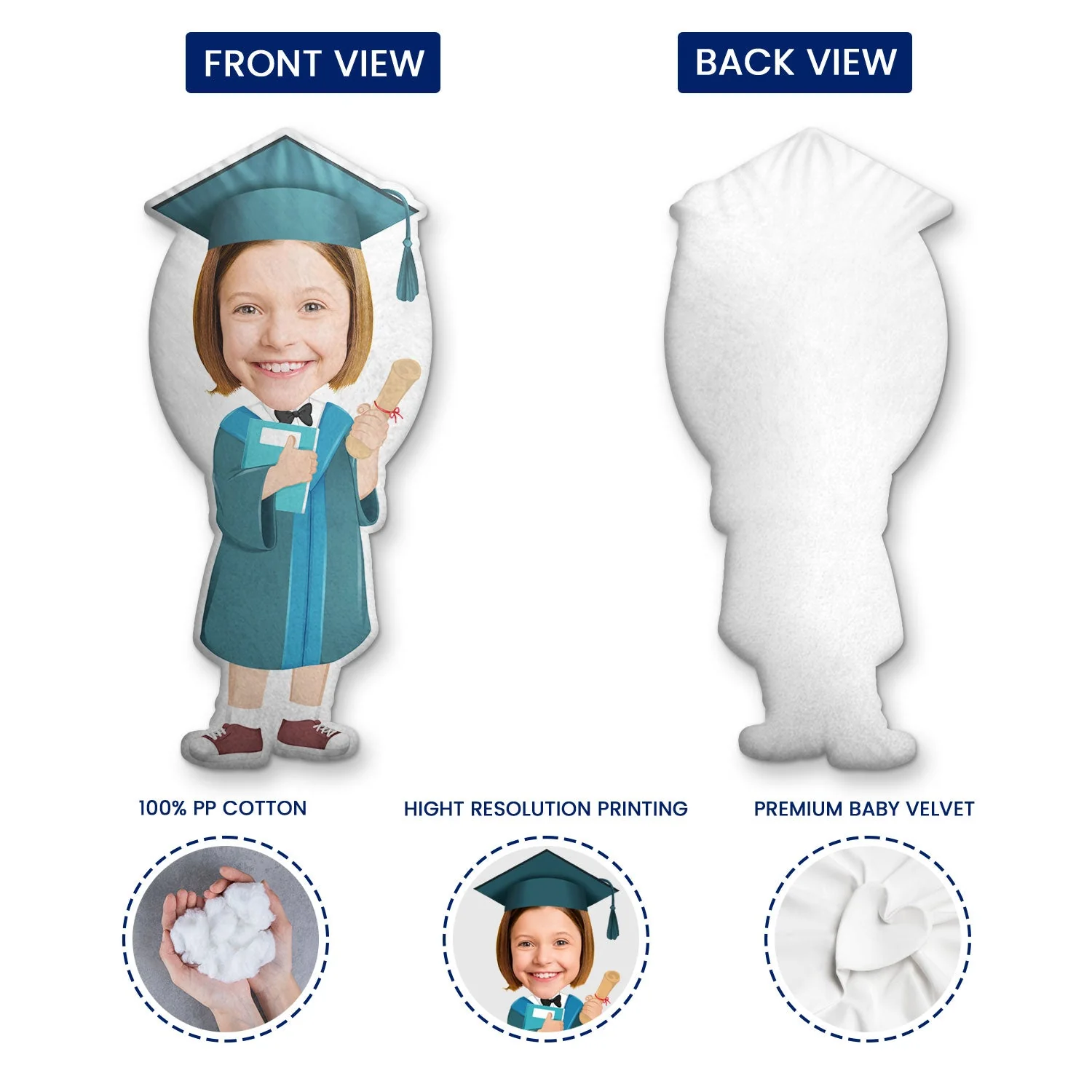 Custom Photo Happy Graduation Kids - Gift For Children, Grandkids - Personalized Custom Shaped Pillow - Image 4