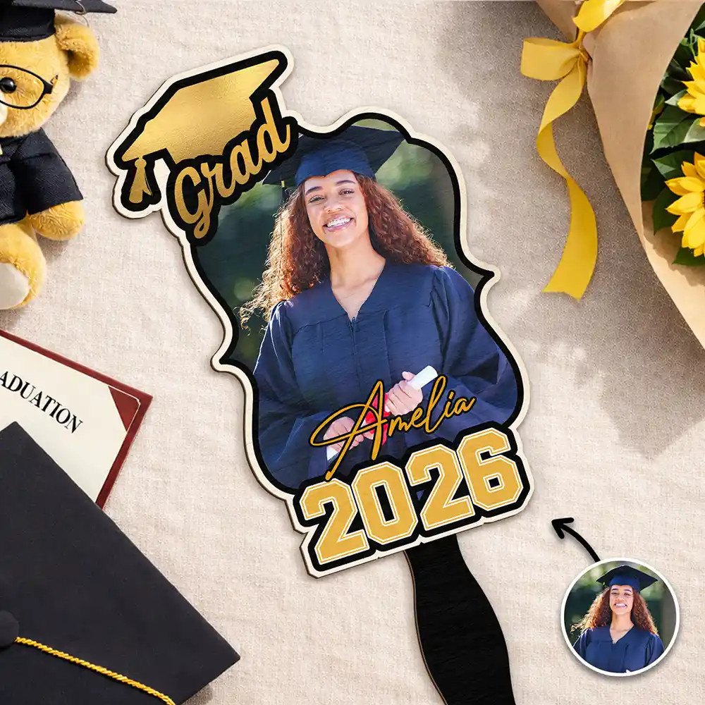 Custom Photo Happy Graduation - Personalized Graduation Handheld Fan