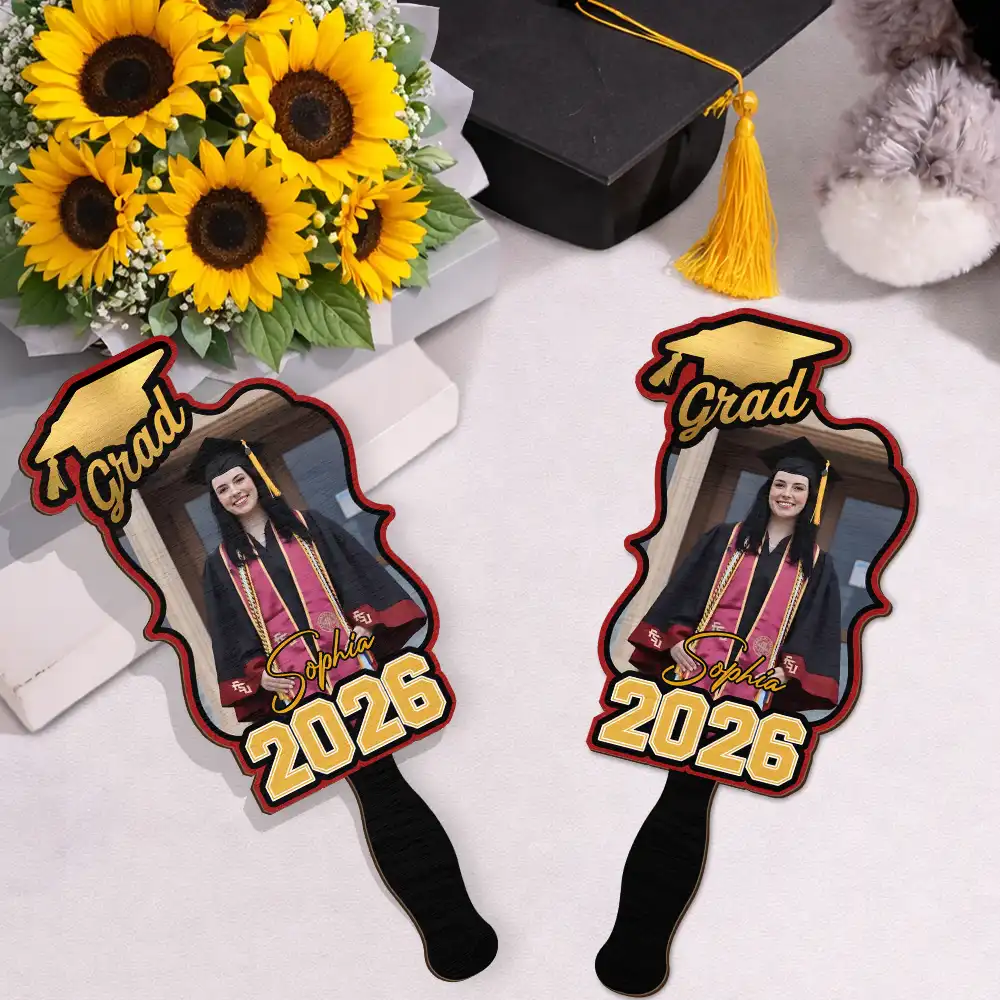 Custom Photo Happy Graduation - Personalized Graduation Handheld Fan - Image 2