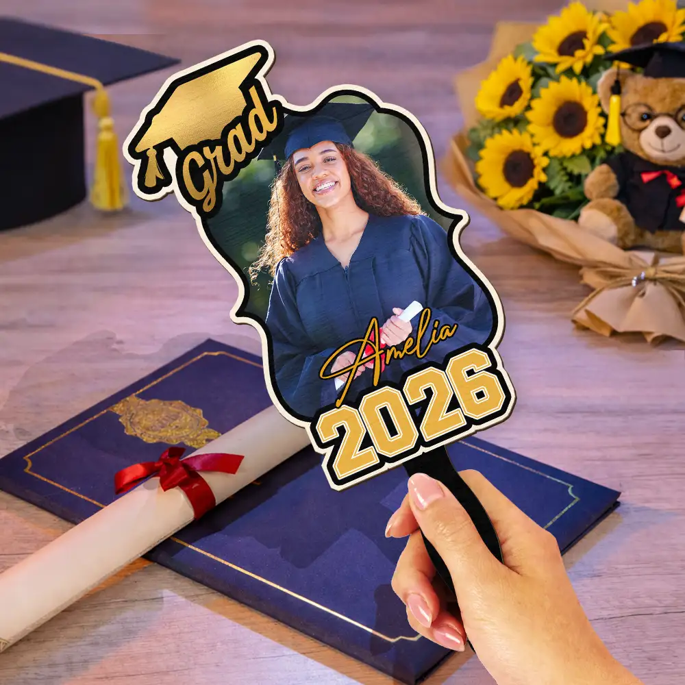 Custom Photo Happy Graduation - Personalized Graduation Handheld Fan - Image 3