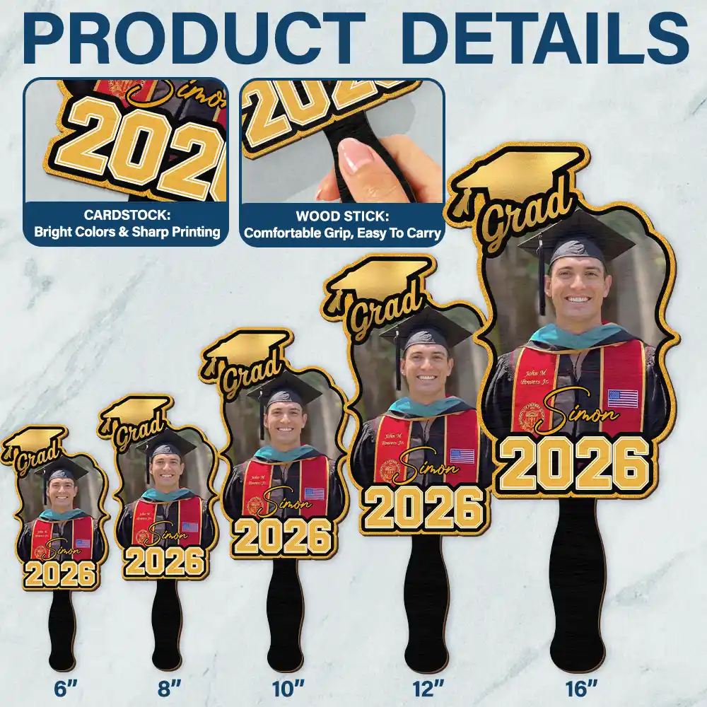 Custom Photo Happy Graduation - Personalized Graduation Handheld Fan - Image 4