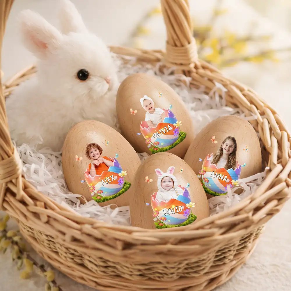 Custom Photo Hatching Easter Egg - Personalized Musical Wooden Easter Egg Shaker - Image 3