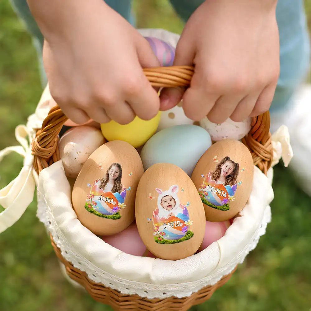 Custom Photo Hatching Easter Egg - Personalized Musical Wooden Easter Egg Shaker - Image 7