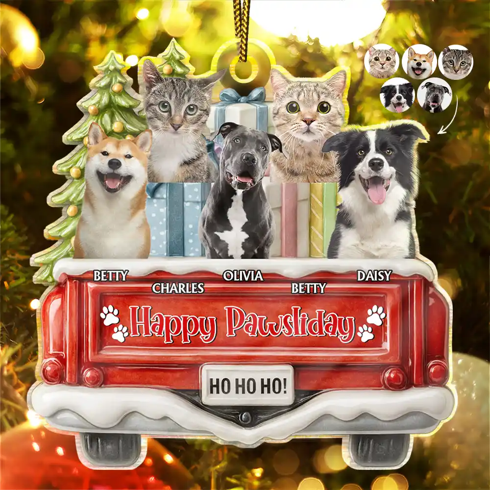 Custom Photo Have Yourself A Furry Little Christmas - Personalized Custom Shaped Acrylic Ornament - Image 2