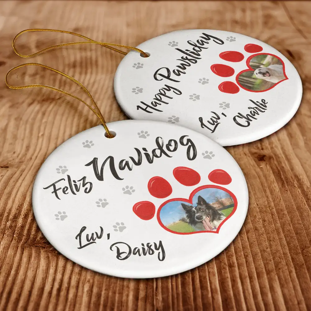 Custom Photo Have Yourself A Furry - Personalized Circle Ceramic Ornament - Image 6