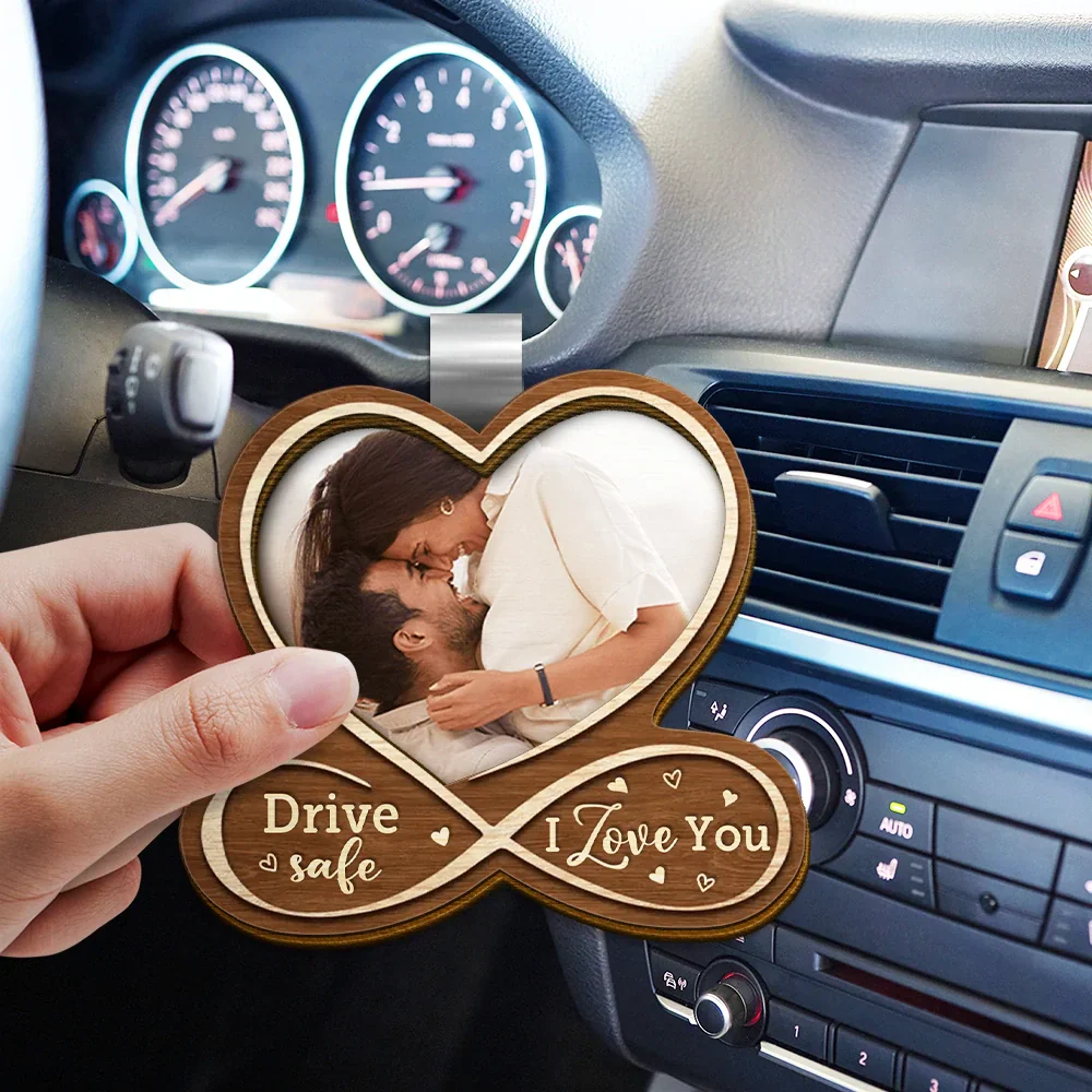 Custom Photo Heart Drive Safe - Personalized Custom Shaped Car Visor Clip - Image 3