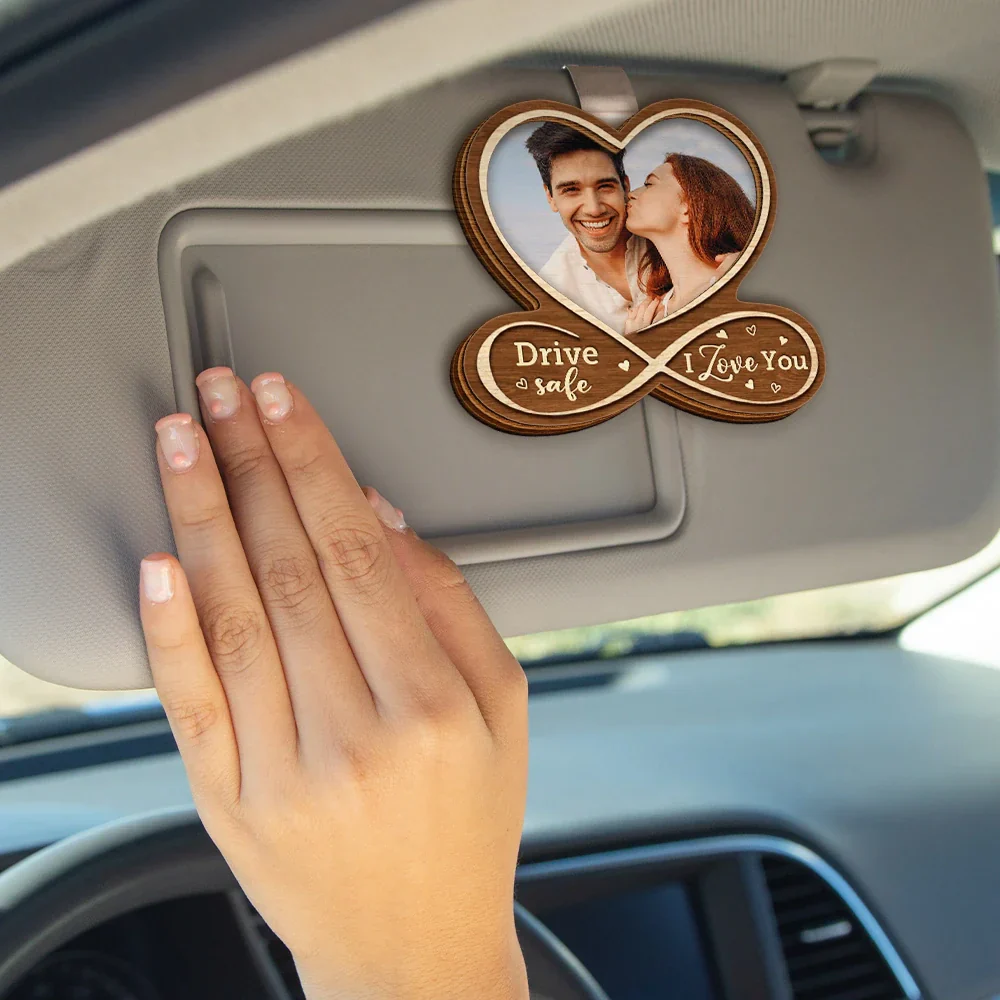 Custom Photo Heart Drive Safe - Personalized Custom Shaped Car Visor Clip - Image 4