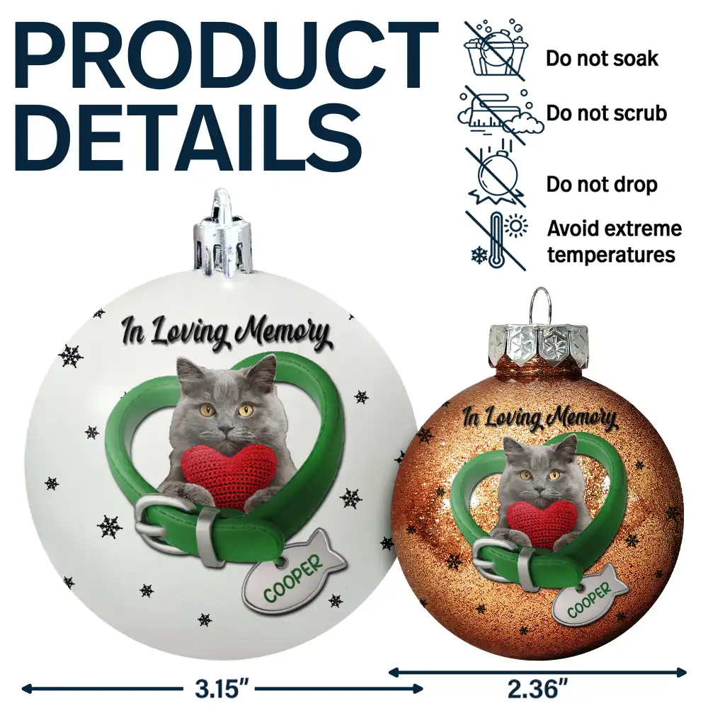 Custom Photo Heart-Shaped Collar With Fish Charm For Cat Lovers - Personalized Ball Ornament - Image 7