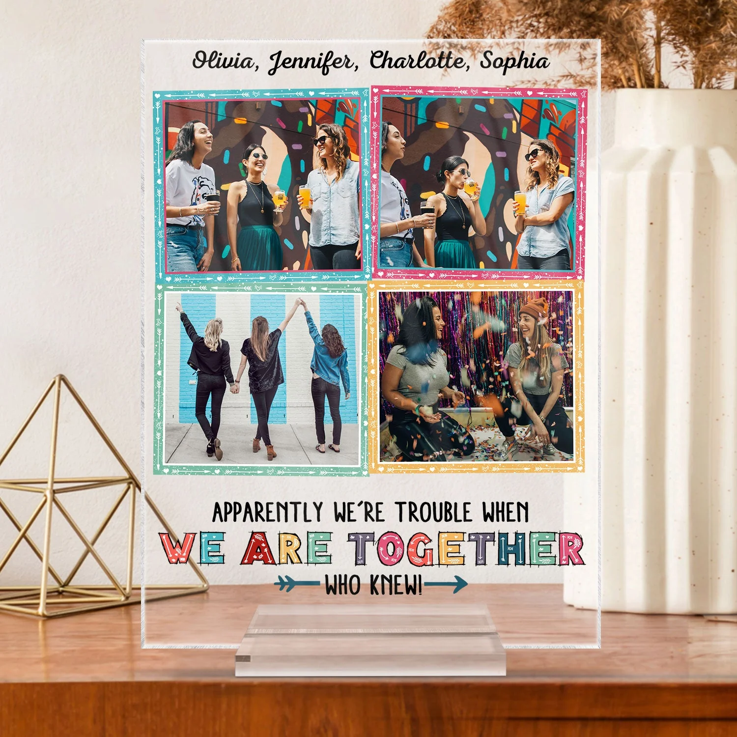 Custom Photo Here's To Another Year Of Bonding Over Alcohol - Gift For BFF And Best Friends - Personalized Custom Vertical Rectangle Acrylic Plaque - Image 3