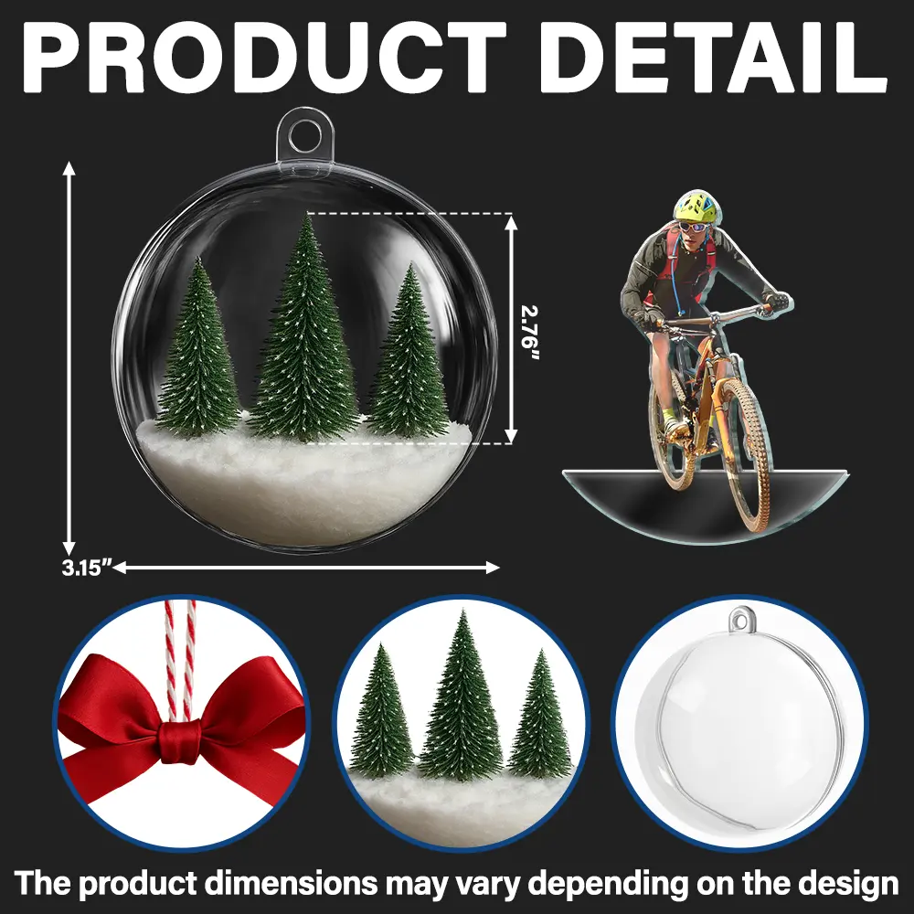 Custom Photo Hobby Mountain Biking - Personalized 3D Acrylic Ball Ornament - Image 3