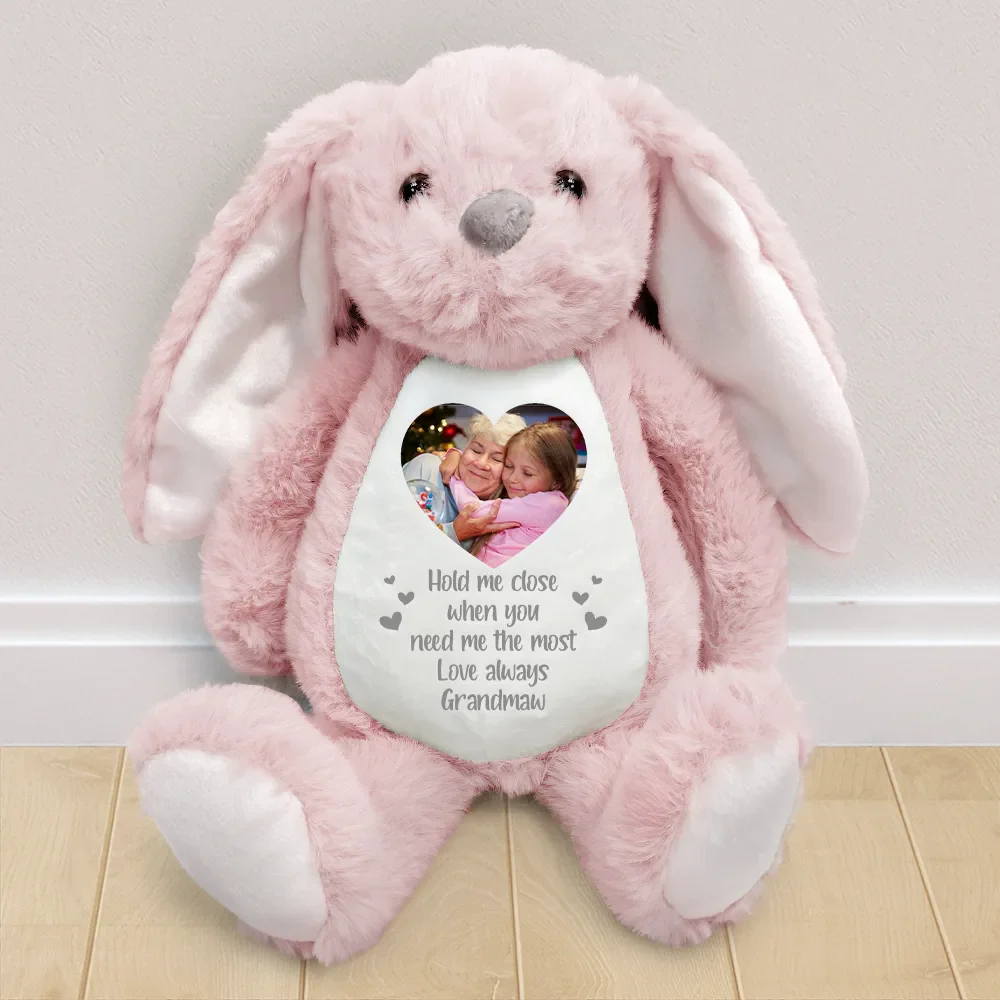 Custom Photo Hold Me Close When You Need Me Most - Personalized Soft Toy Bunny - Image 2