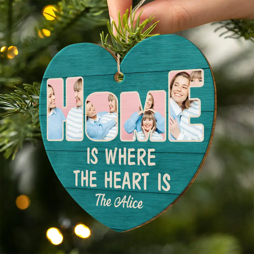 Custom Photo Home Is Where The Heart Is - Personalized Custom Shaped Wooden Ornament - Image 2