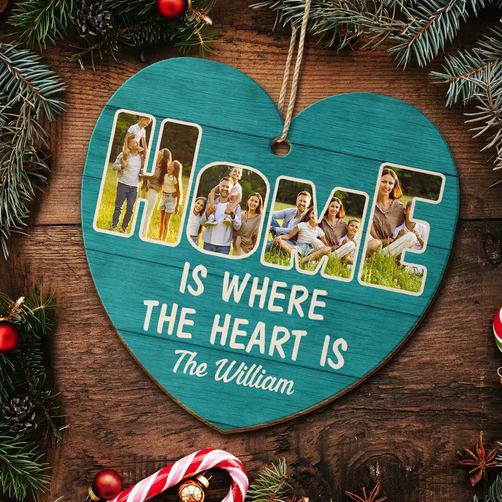 Custom Photo Home Is Where The Heart Is - Personalized Custom Shaped Wooden Ornament - Image 5