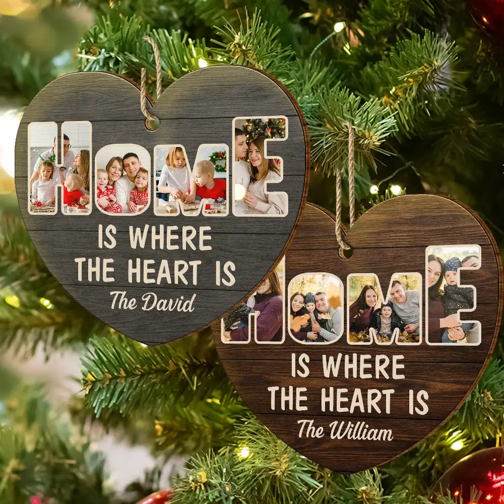 Custom Photo Home Is Where The Heart Is - Personalized Custom Shaped Wooden Ornament - Image 6