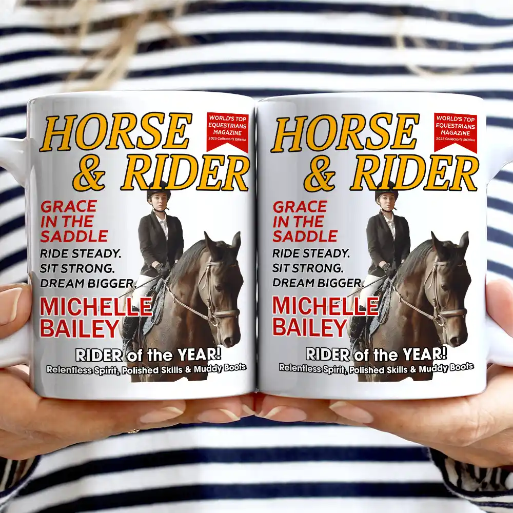 Custom Photo Horse And Rider Magazine - Personalized Mug - Image 3