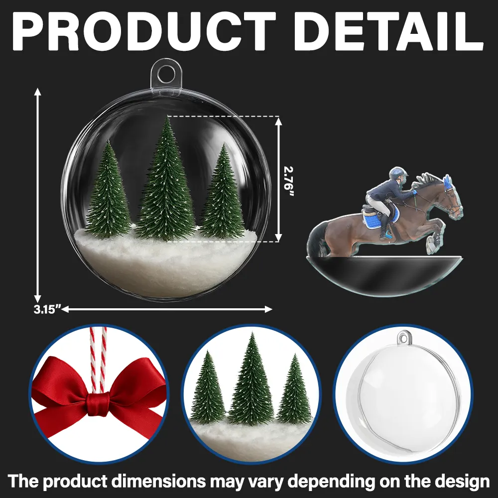 Custom Photo Horse Riding Equestrian Lovers - Personalized 3D Acrylic Ball Ornament - Image 3
