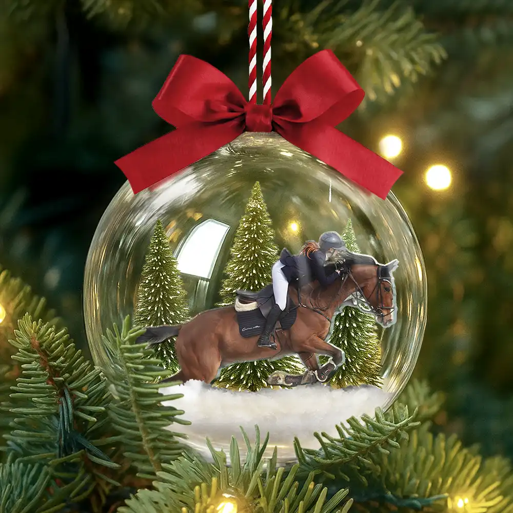 Custom Photo Horse Riding Equestrian Lovers - Personalized 3D Acrylic Ball Ornament - Image 4