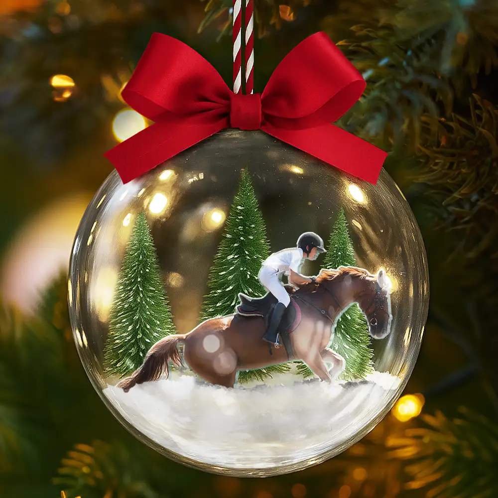 Custom Photo Horse Riding Equestrian Lovers - Personalized 3D Acrylic Ball Ornament - Image 6