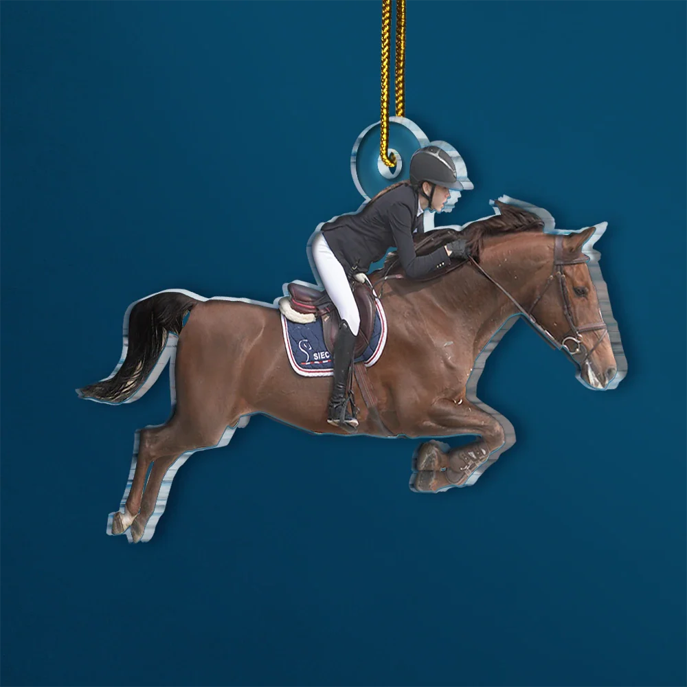 Custom Photo Horse Riding Equestrian Lovers - Personalized Acrylic Photo Ornament - Image 3