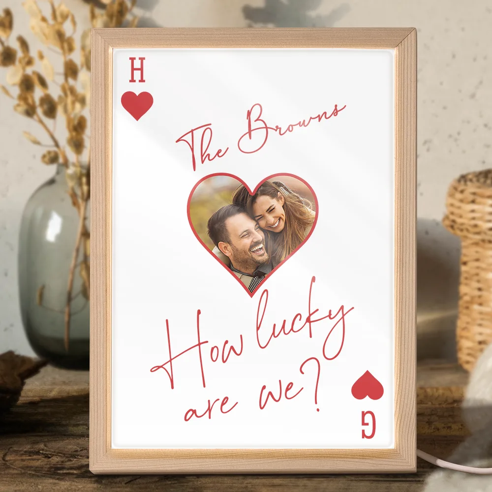 Custom Photo How Lucky Are We Family Card Style Art - Personalized Light Up Picture Frame - Image 7