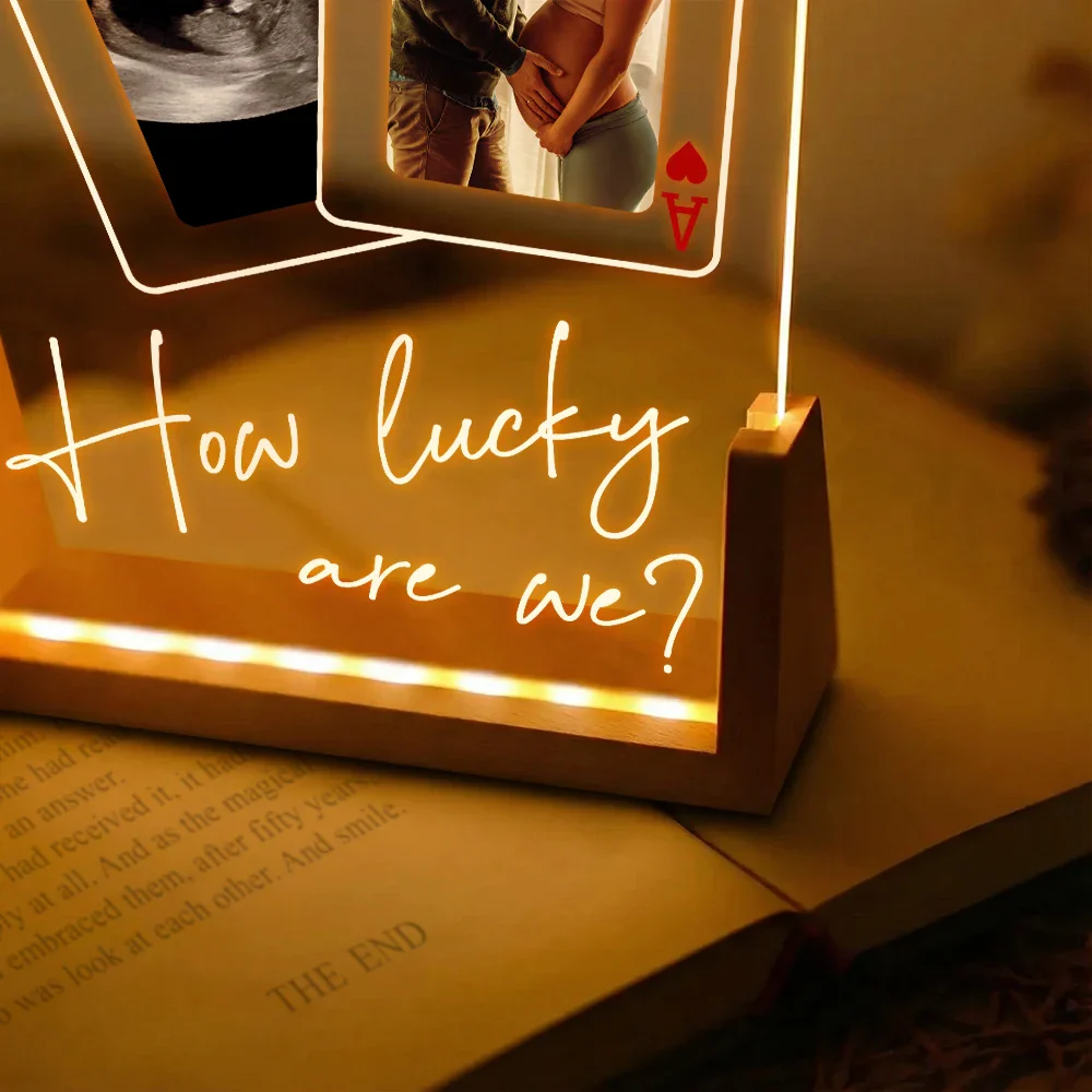 Custom Photo How Lucky Are We Family Mother Father - Personalized Night Light - Image 6