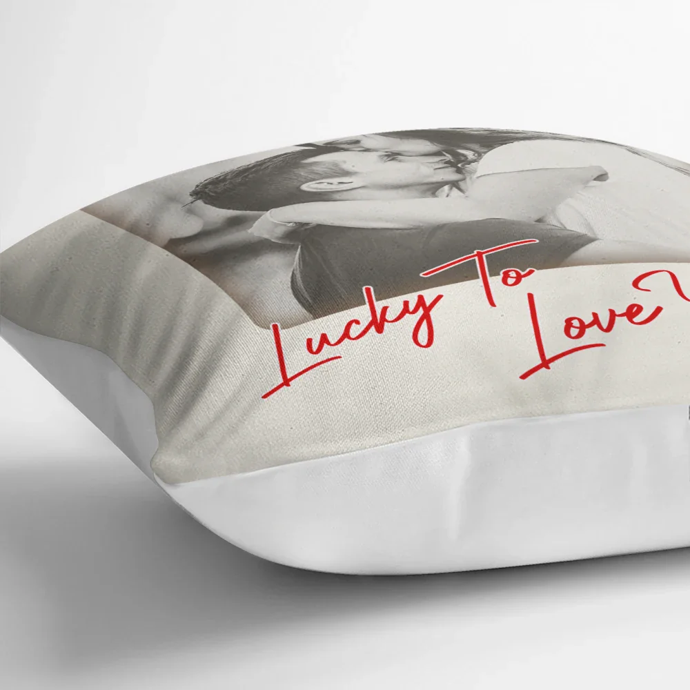 Custom Photo How Lucky Are We Playing Card - Personalized Pillow - Image 3
