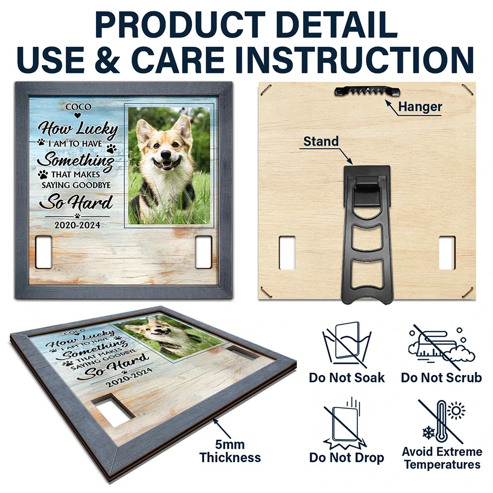 Custom Photo How Lucky I Have Pet Memorial - Personalized Pet Loss Sign, Collar Frame - Image 5