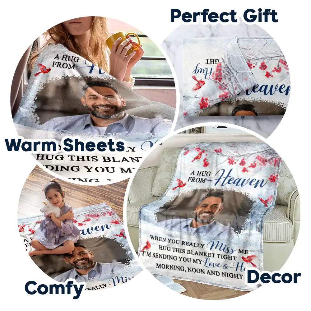 Custom Photo Hug This Blanket Tight - Personalized Fleece Blanket, Sherpa Blanket - Image 7
