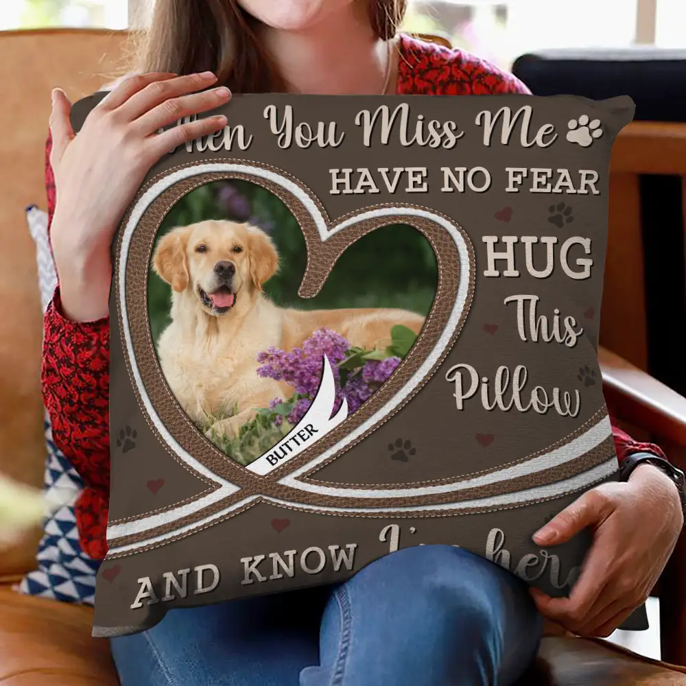 Custom Photo Hug This Pillow And Know I'm Here Memorial - Personalized Pillow - Image 2