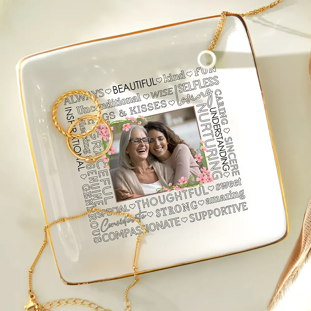 Custom Photo Hugs & Kisses - Birthday, Loving Gift For Mom, Mum, Mother, Nana, Grandma - Personalized Ring Dish - Image 4