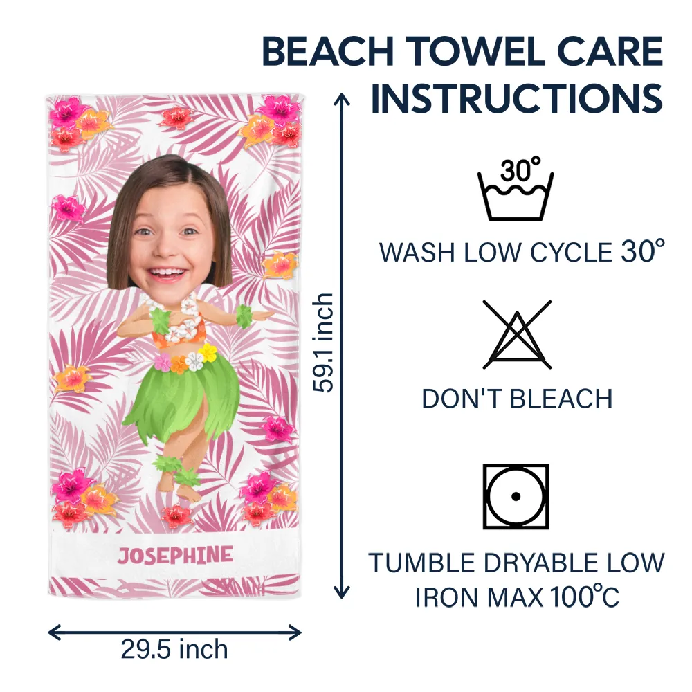 Custom Photo Hula Dancing - Personalized Beach Towel - Image 7
