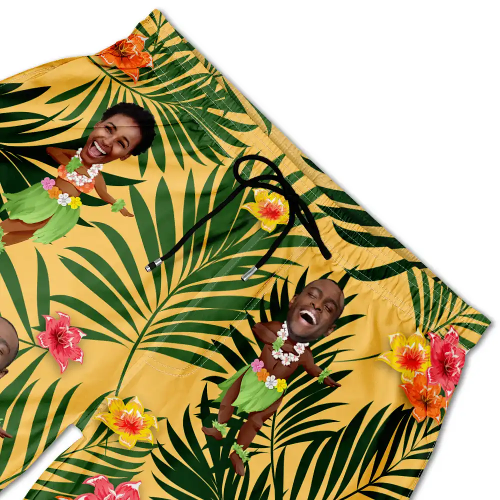 Custom Photo Hula Dancing - Personalized Unisex Beach Shorts - Image 6