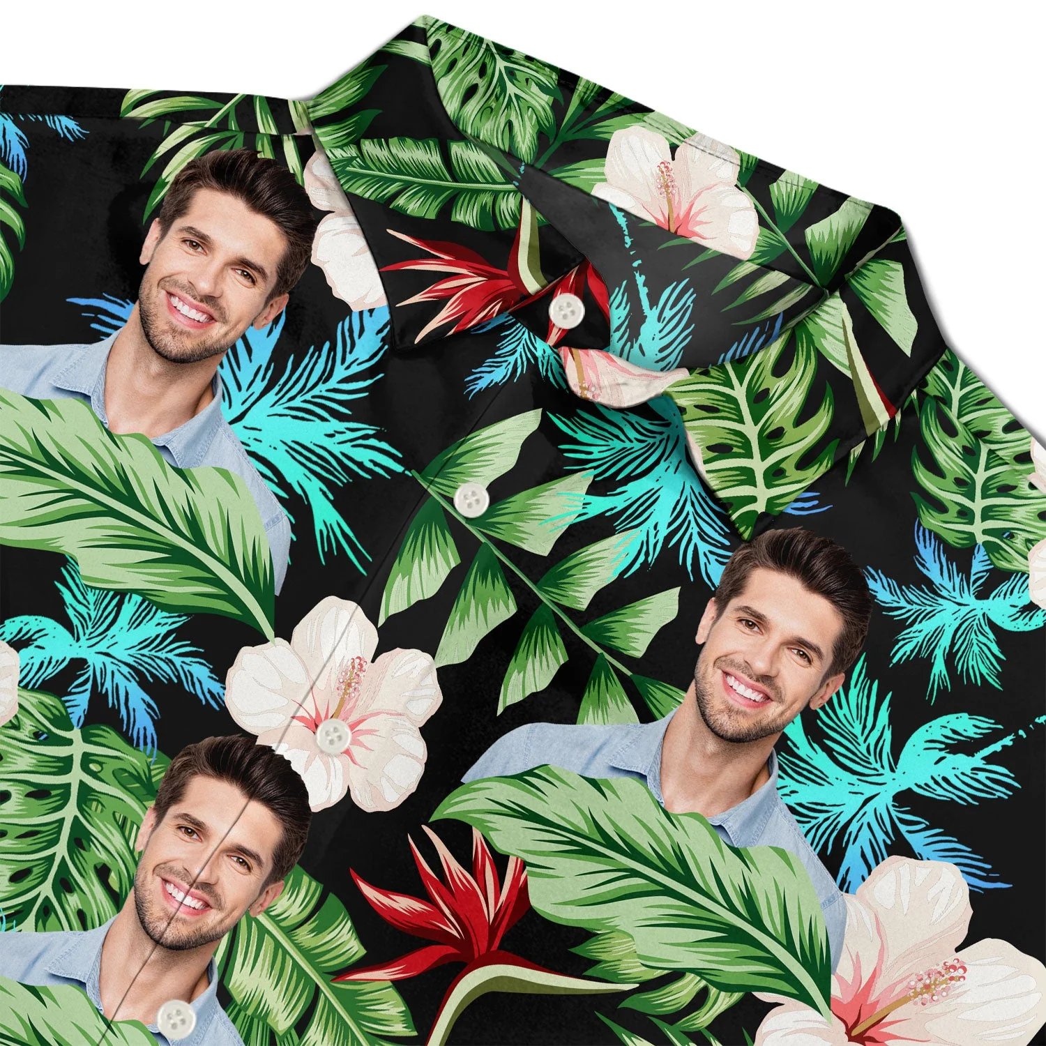Custom Photo Human And Pet Faces - Gift For Men, Women, Dog And Cat Lovers - Personalized Hawaiian Shirt - Image 2