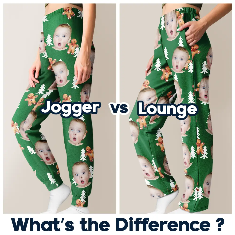 Custom Photo Human Pets Face Gingerbread Pattern - Personalized Sweatpants - Image 7