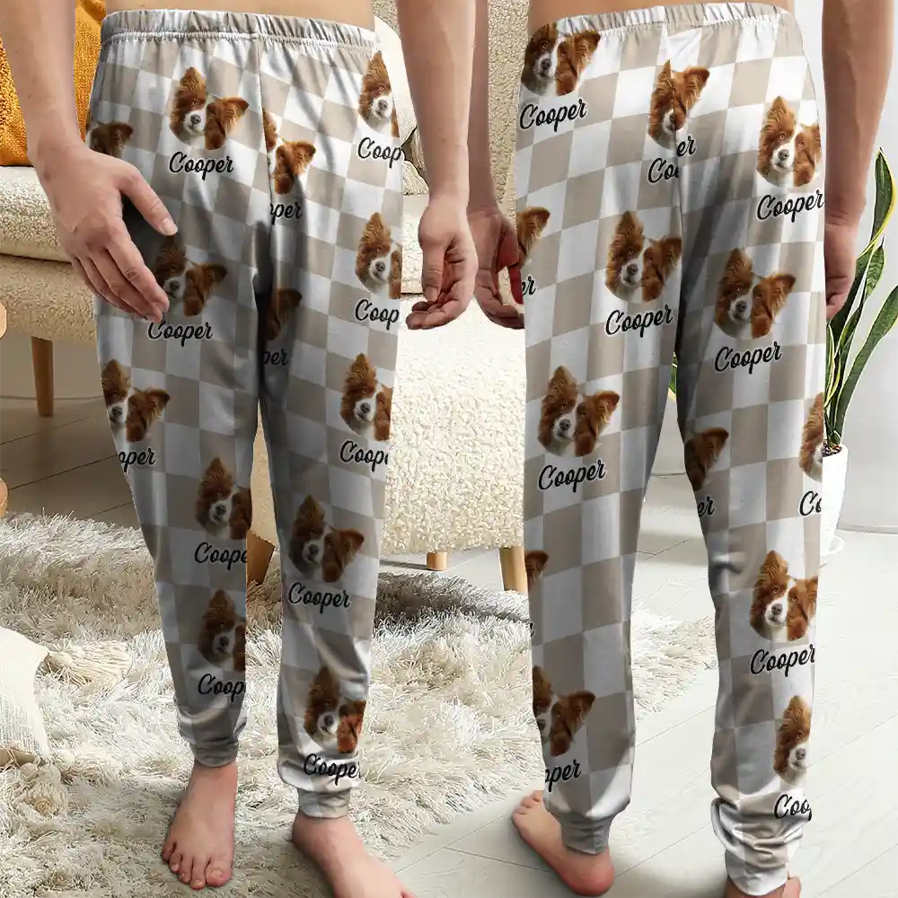 Custom Photo Humans Pet Face - Personalized Pajama Pants - Image 5
