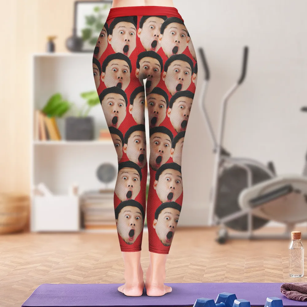 Custom Photo Husband Boyfriend Funny Face - Personalized Leggings - Image 5