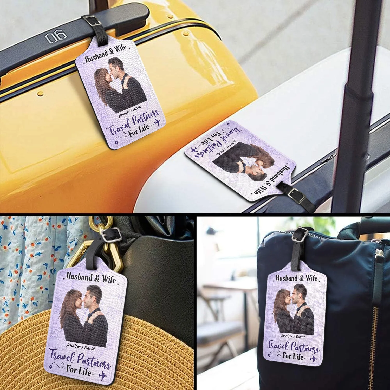 Custom Photo Husband & Wife Travel Partners For Life - Gift For Couples - Personalized Luggage Tag - Image 4