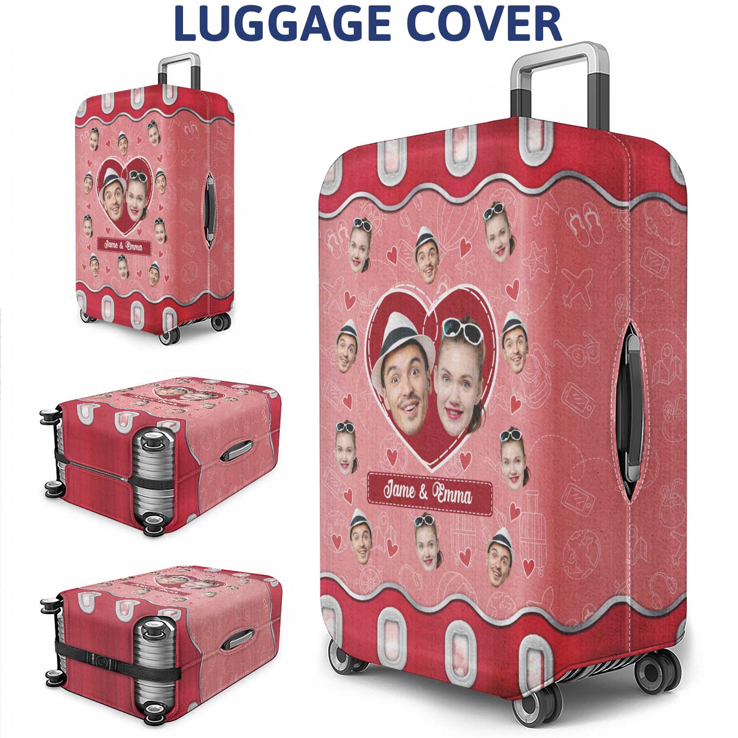 Custom Photo Husband & Wife Travel Partners For Life - Gift For Traveling Couples - Personalized Custom Luggage Cover - Image 3
