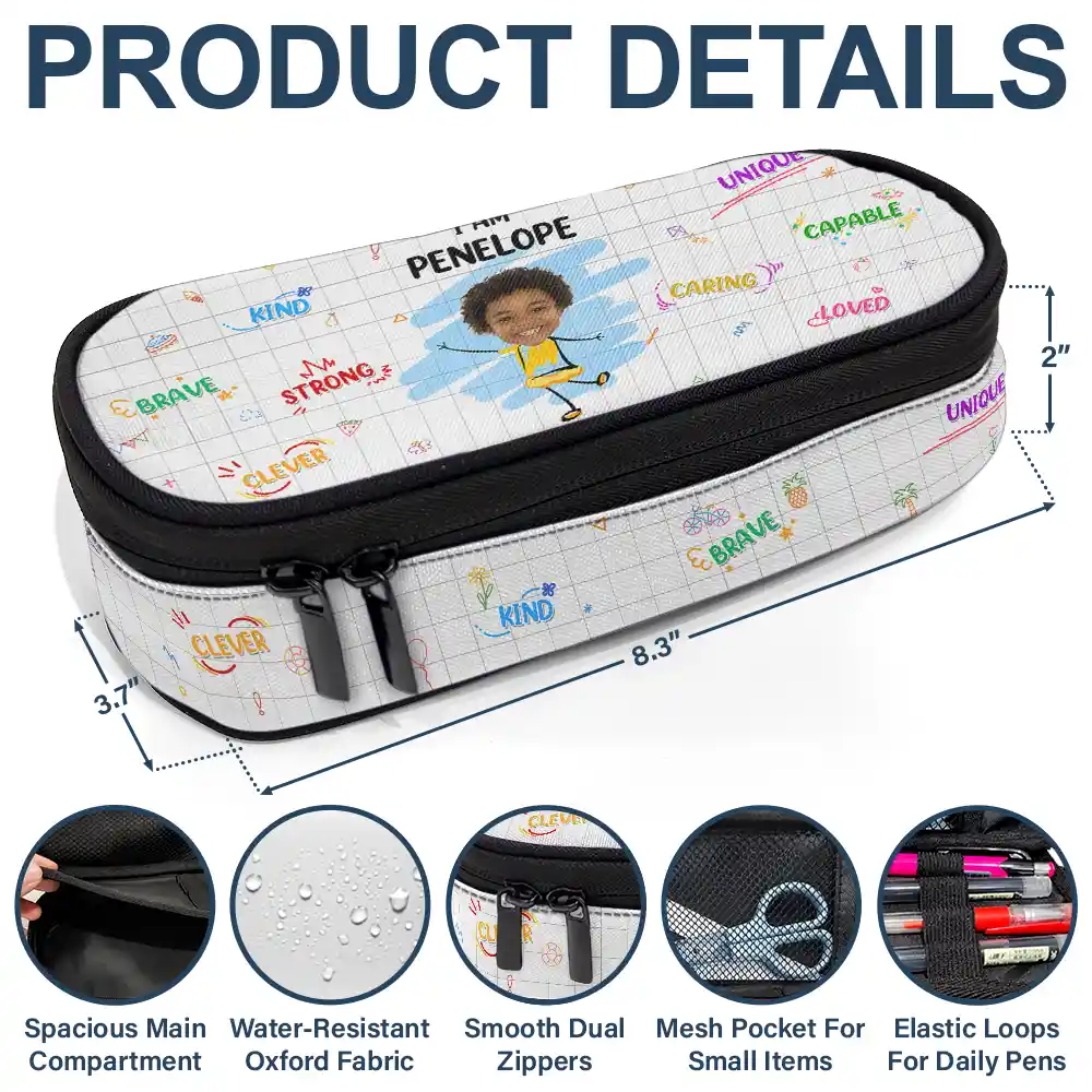Custom Photo I Am Affirmations For Kids - Personalized Pencil Case - Image 6