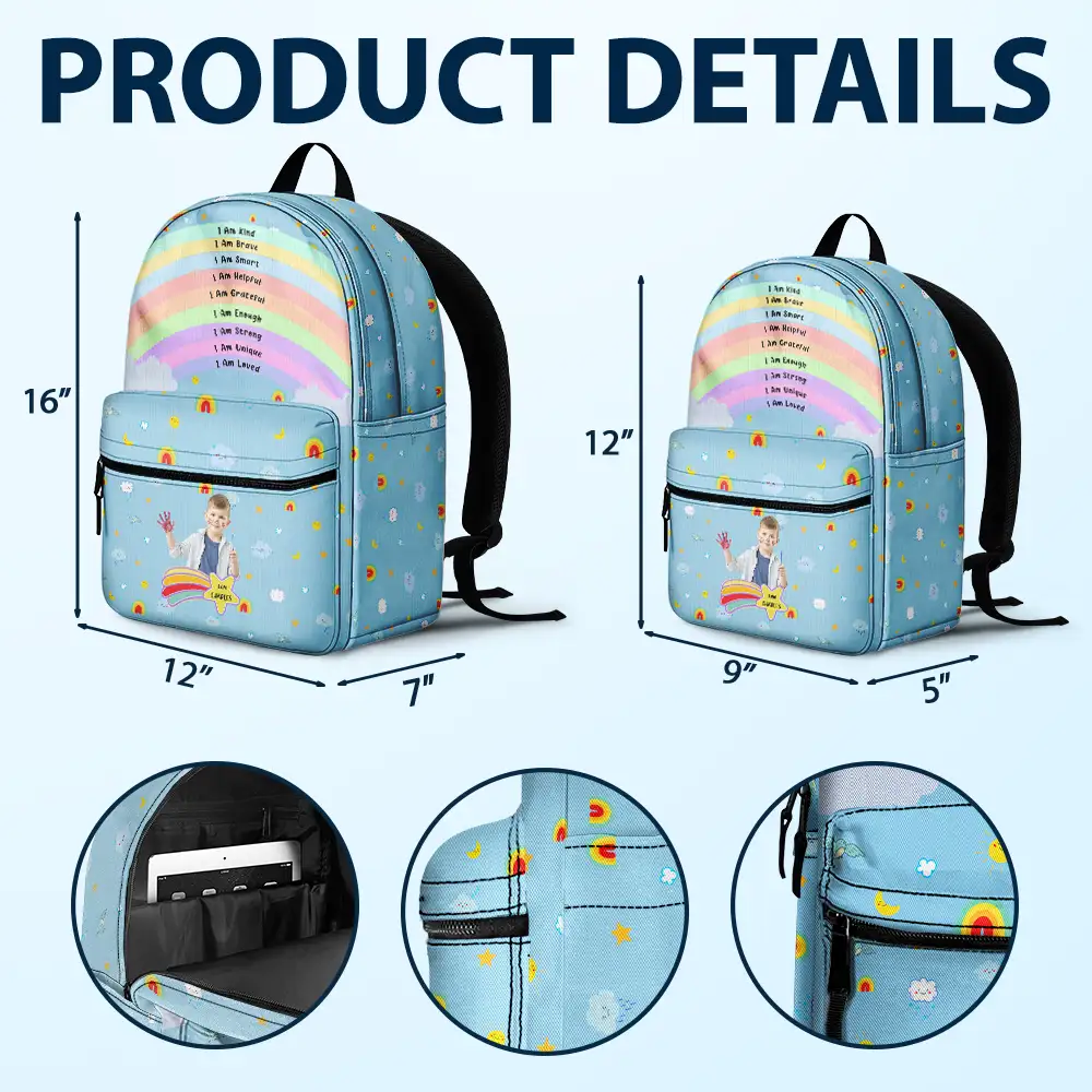 Custom Photo I Am Affirmations - Personalized Canvas Backpack - Image 6