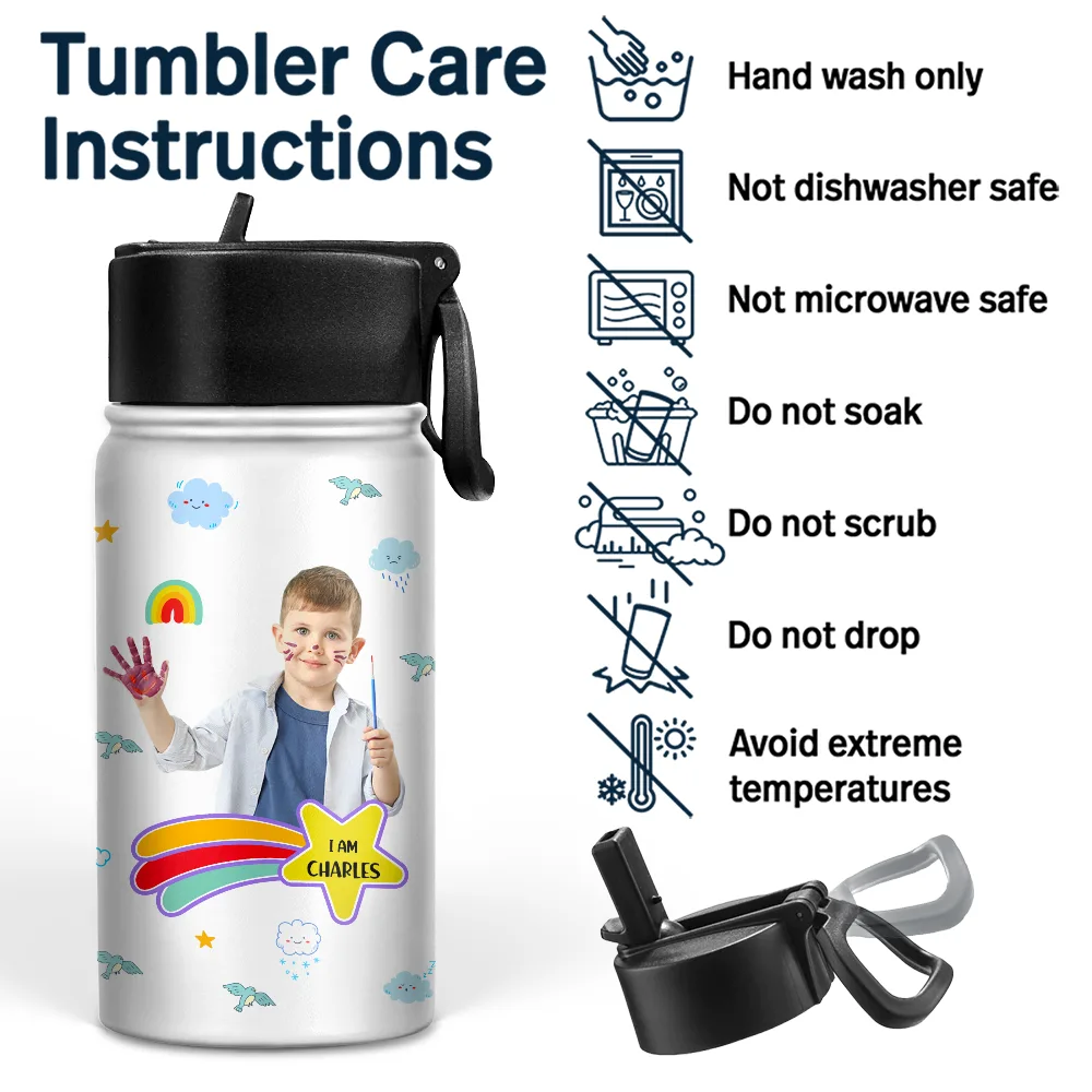 Custom Photo I Am Affirmations - Personalized Kids Water Bottle - Image 6