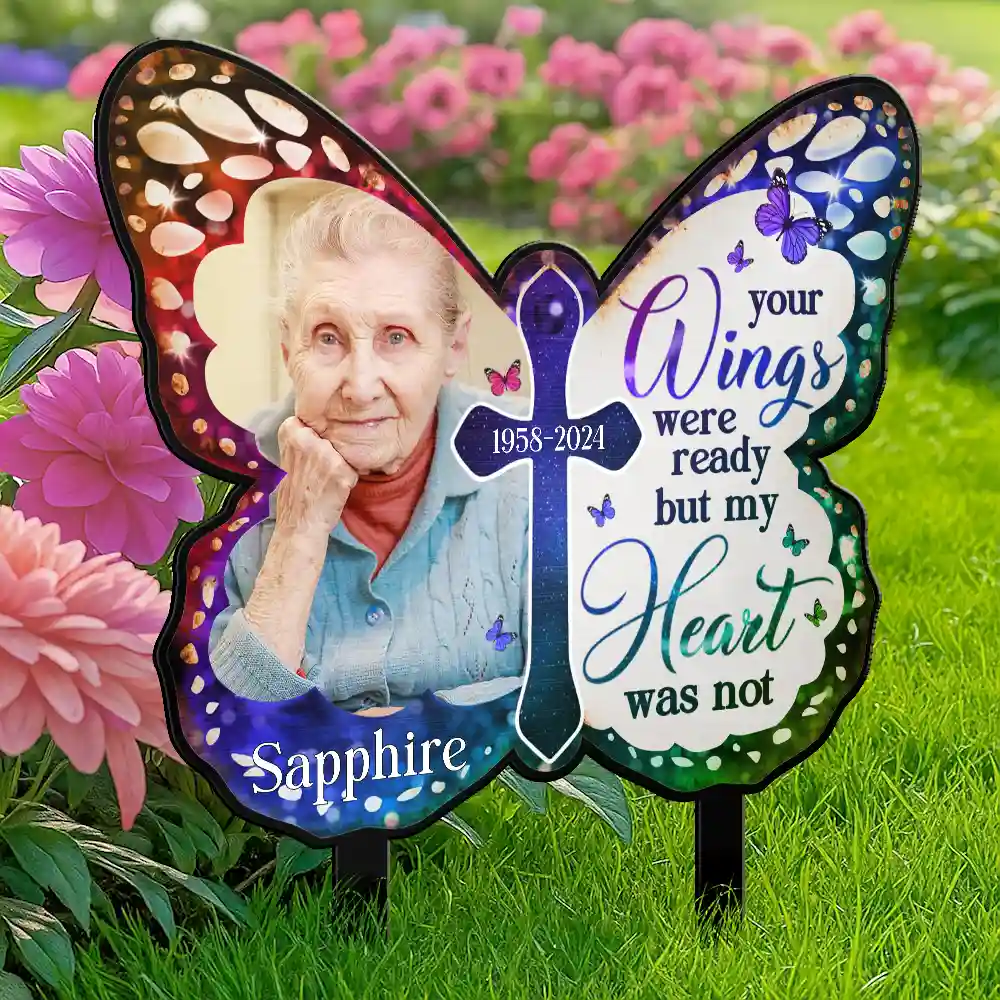 Custom Photo I Am Always With You Butterfly - Personalized Metal Garden Stake - Image 4