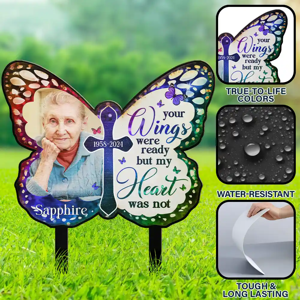 Custom Photo I Am Always With You Butterfly - Personalized Metal Garden Stake - Image 6