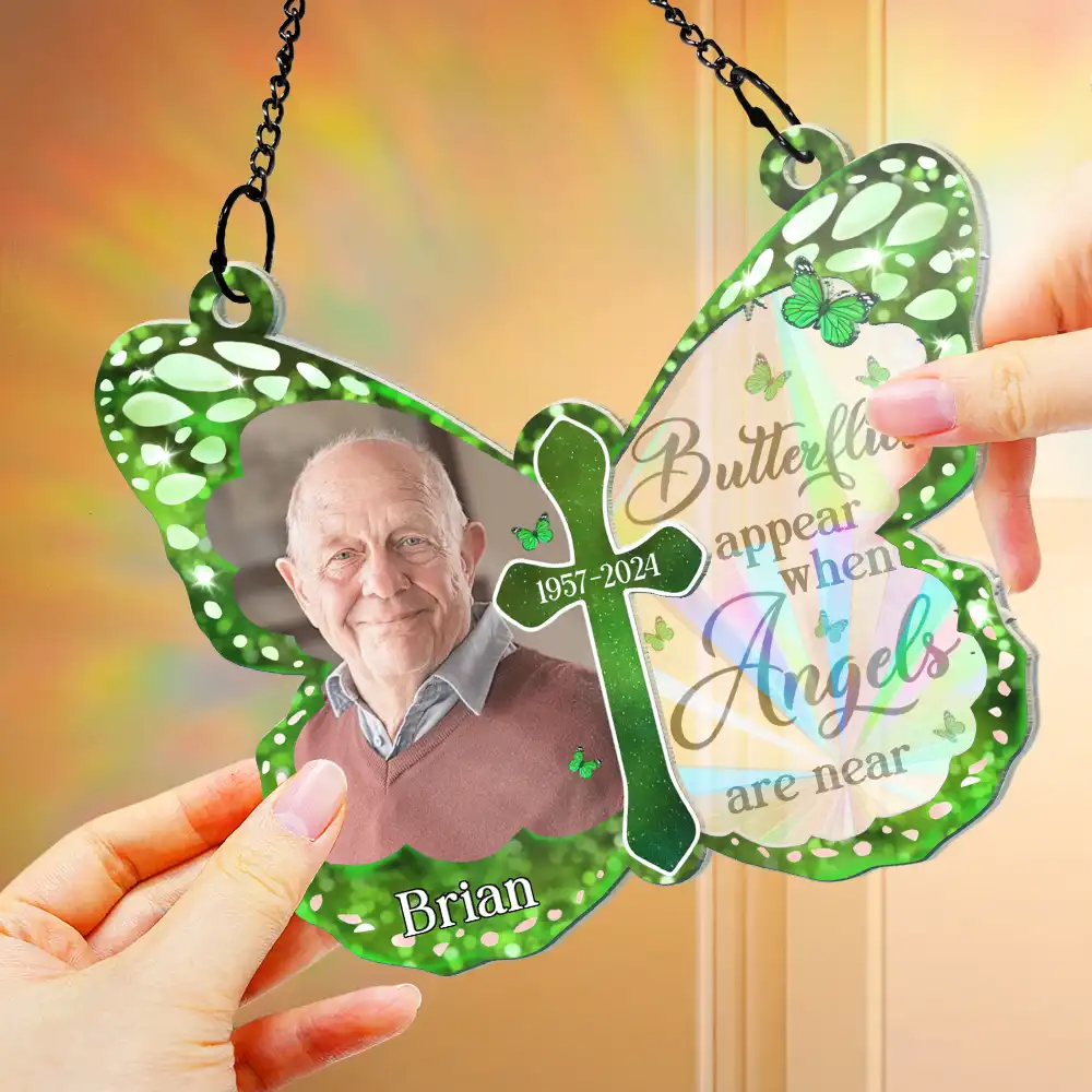 Custom Photo I Am Always With You Butterfly - Personalized Window Hanging Rainbow Suncatcher - Image 4