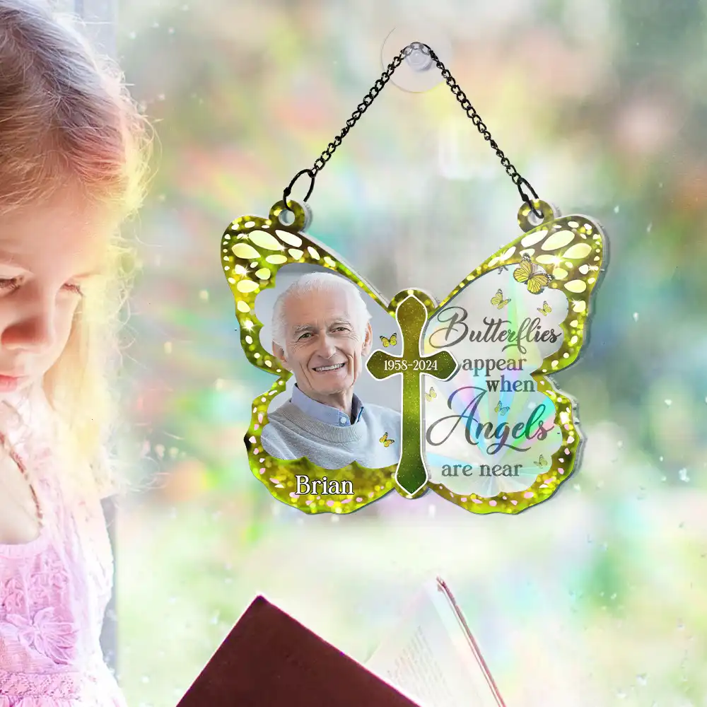 Custom Photo I Am Always With You Butterfly - Personalized Window Hanging Rainbow Suncatcher - Image 5