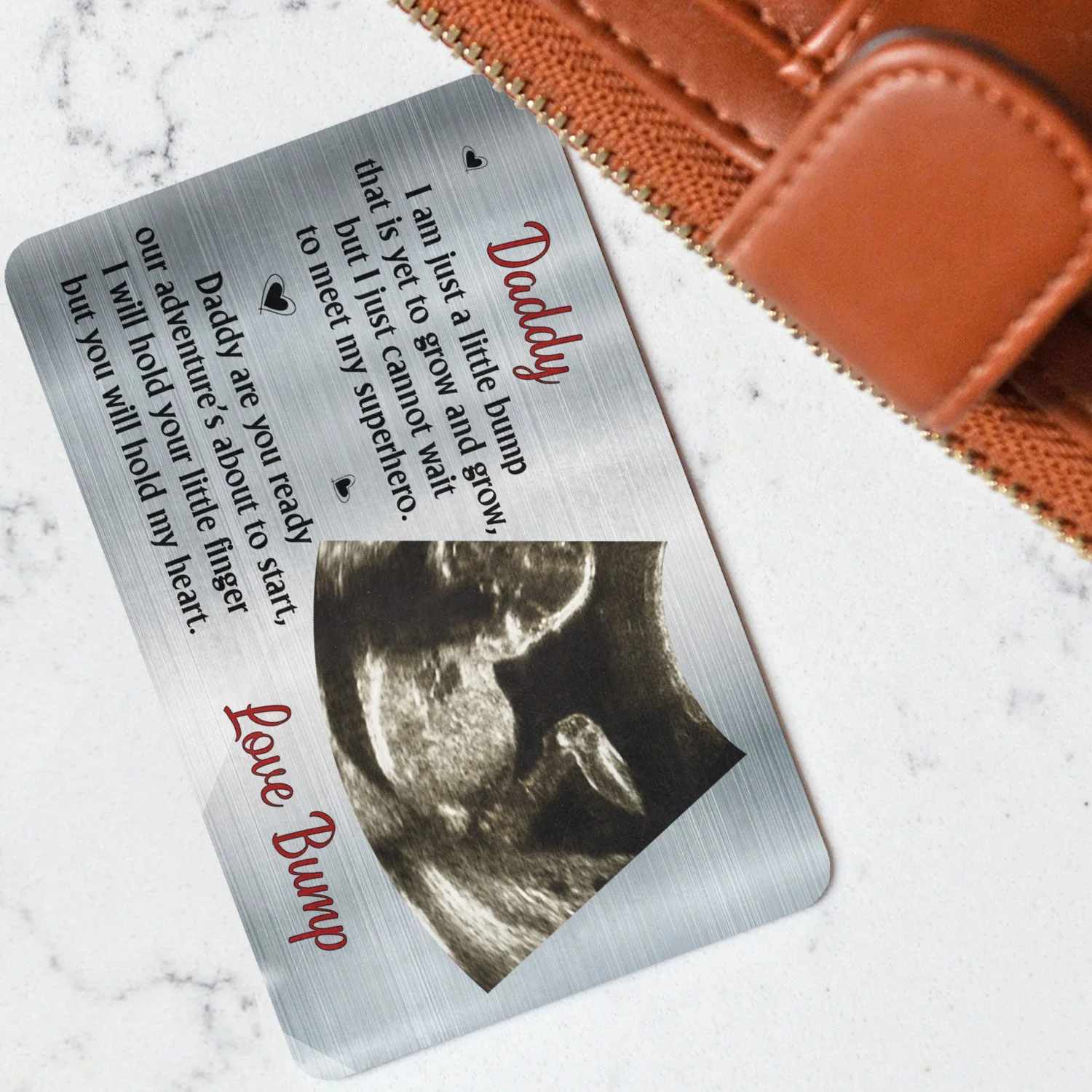 Custom Photo I Am Just A Little Bump - Gift For Father - Personalized Aluminum Wallet Card - Image 3