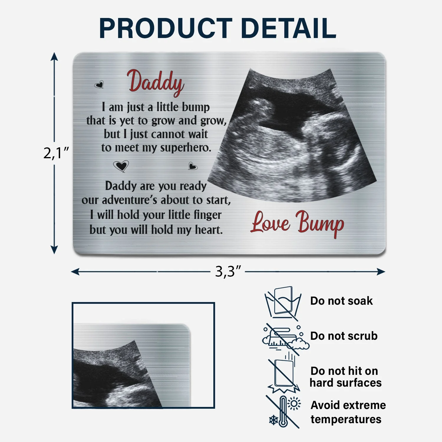 Custom Photo I Am Just A Little Bump - Gift For Father - Personalized Aluminum Wallet Card - Image 6