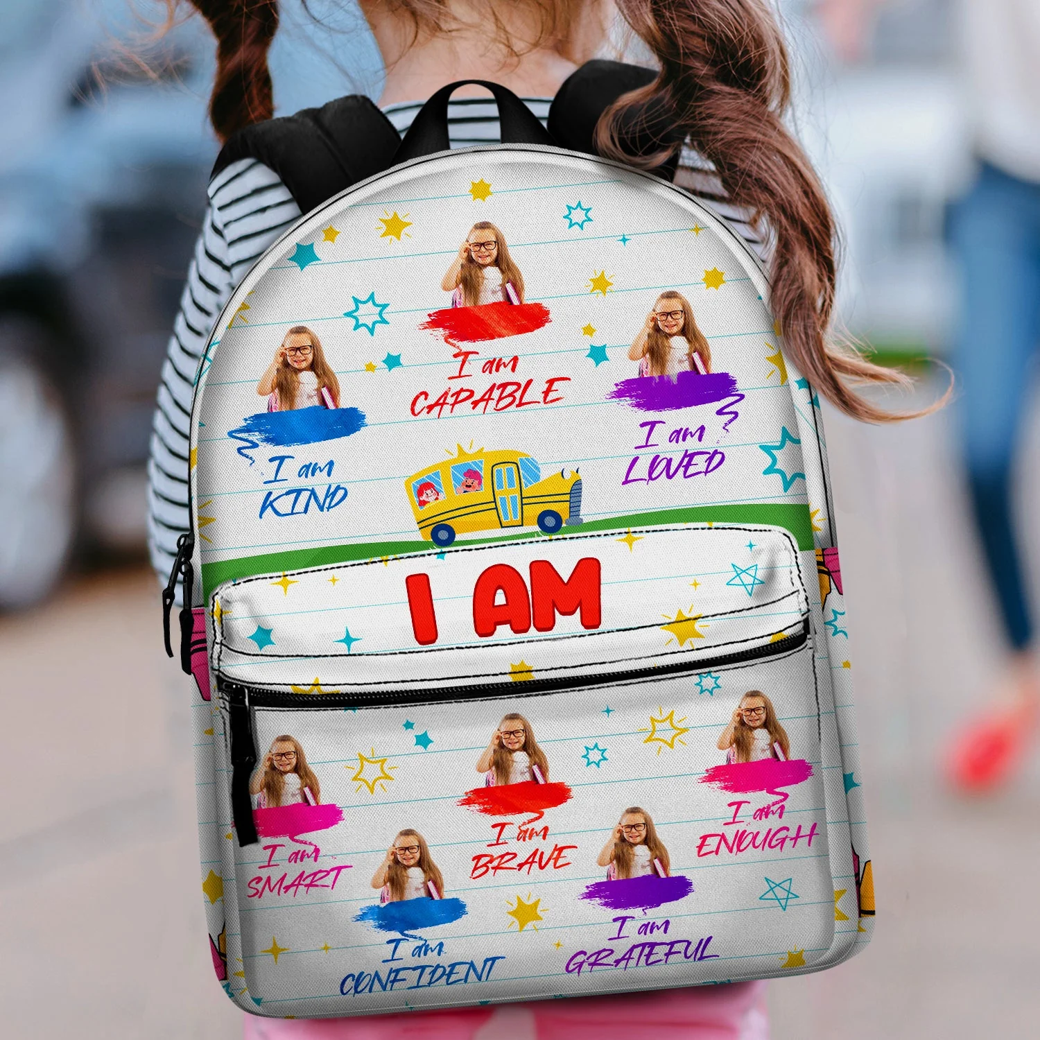 Custom Photo I Am Kind - Gift For Kid - Personalized Canvas Backpack - Image 2