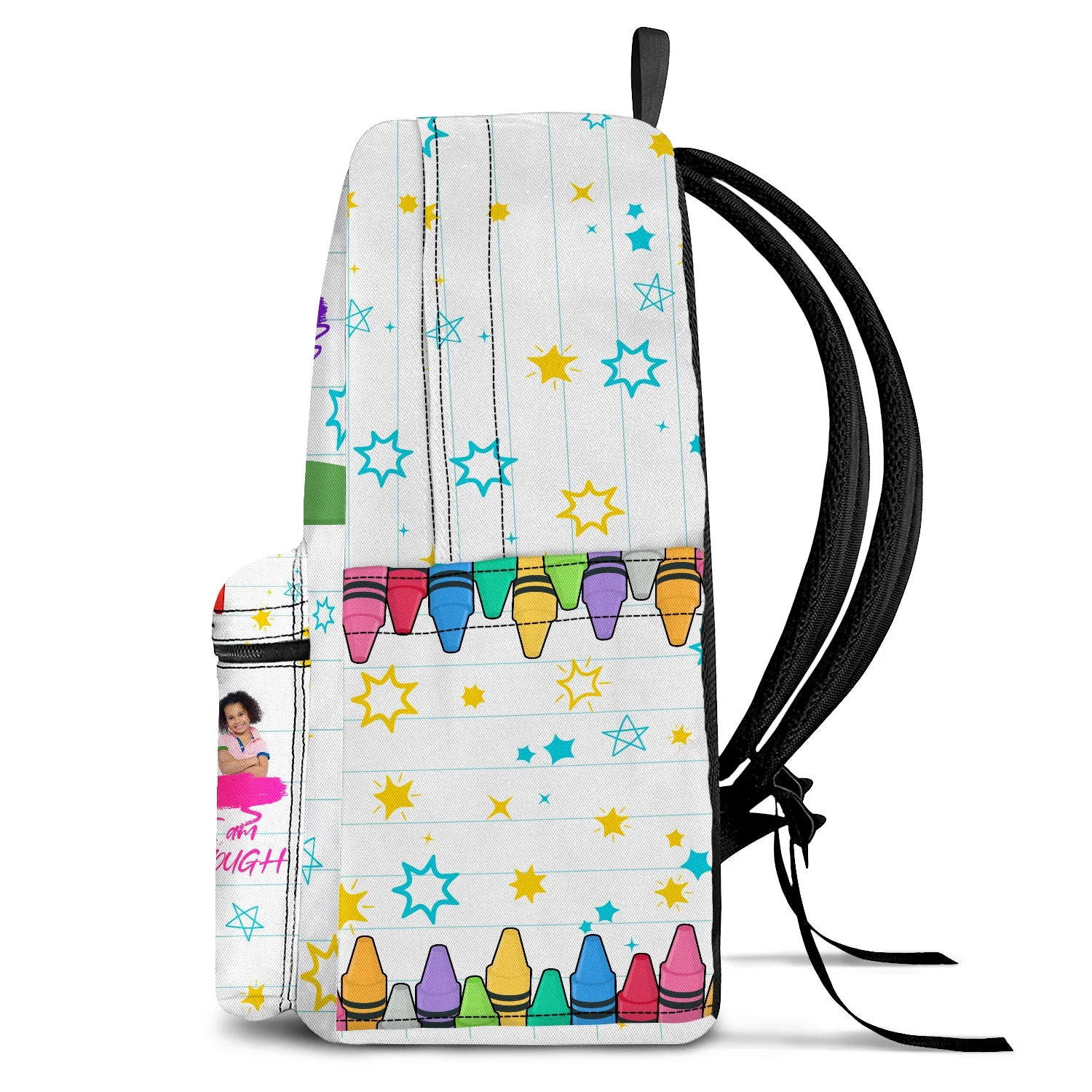 Custom Photo I Am Kind - Gift For Kid - Personalized Canvas Backpack - Image 3